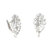 925 Ayar Telkari Kakao Yaprağı modeli Arkadan Kıskaçlı Küpe thumbnail 2