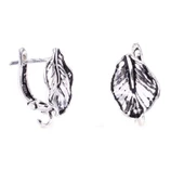 925 Ayar Sedef Yaprağı modeli Arkadan Kıskaçlı Küpe thumbnail 4