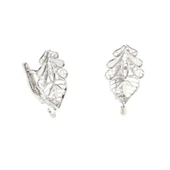 925 Ayar Telkari Kakao Yaprağı modeli Arkadan Kıskaçlı Küpe thumbnail 4