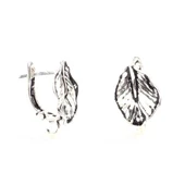 925 Ayar Sedef Yaprağı modeli Arkadan Kıskaçlı Küpe thumbnail 2