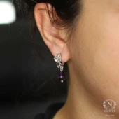 925 Ayar Gümüş Damla Ametist Küpe thumbnail 5