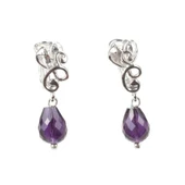 925 Ayar Gümüş Damla Ametist Küpe thumbnail 1