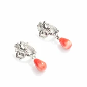 925 Ayar Gümüş Damla Mercan Taşlı Küpe thumbnail 2