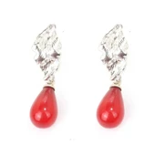 925 Ayar Gümüş Damla Mercan Küpe thumbnail 3