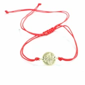 925 Ayar Gümüş Minik Tuğralı İpli Bileklik, Sarı thumbnail 1