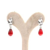 925 Ayar Gümüş Damla Mercan Küpe thumbnail 2