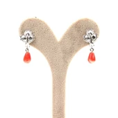 925 Ayar Gümüş Damla Mercan Taşlı Küpe thumbnail 1