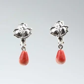 925 Ayar Gümüş Damla Mercan Taşlı Küpe thumbnail 4