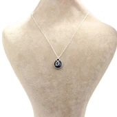 925 Ayar Gümüş Sonsuzluk Damla Safir Kolye thumbnail 2
