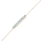 925 Ayar Gümüş Akuamarin Taşlı 8 Sıra Suyolu Bileklik thumbnail 1