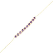 925 Ayar Gümüş Ametist Taşlı 10 Sıra Suyolu Bileklik thumbnail 2