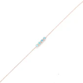 925 Ayar Gümüş Akuamarin Taşlı 4 Sıra Suyolu Bileklik thumbnail 3