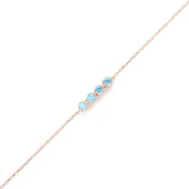 925 Ayar Gümüş Akuamarin Taşlı 4 Sıra Suyolu Bileklik thumbnail 1