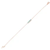 925 Ayar Gümüş Akuamarin Taşlı 4 Sıra Suyolu Bileklik thumbnail 2