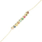 925 Ayar Gümüş Renkli Taşlı 9 Sıra Suyolu Bileklik thumbnail 3