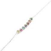 925 Ayar Gümüş Renkli Taşlı 7 Sıra Suyolu Bileklik thumbnail 1