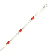 925 Ayar Gümüş Mercan ve Sonsuzluk Halhal thumbnail 4