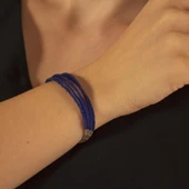 925 Ayar Gümüş 6 Sıra Lapis Taşlı Bileklik thumbnail 1