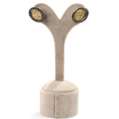 925 Ayar Gümüş Oval Hat Sanatı Yazılı Küpe, Siyah thumbnail 3