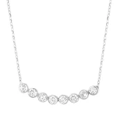 925 Ayar Gümüş 8 Sıra Suyolu Kolye, Beyaz Taşlı thumbnail 5