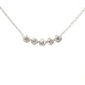 925 Ayar Gümüş 5 Sıra Suyolu Kolye, Beyaz Taşlı thumbnail 1