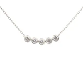 925 Ayar Gümüş 5 Sıra Suyolu Kolye, Beyaz Taşlı thumbnail 2