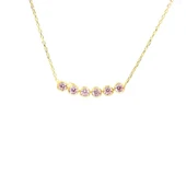 925 Ayar Gümüş 6 Sıra Suyolu Kolye, Pembe Kuvars Taşlı thumbnail 2