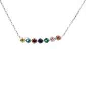 925 Ayar Gümüş Renkli Taşlı 7 Sıra Suyolu Kolye thumbnail 1