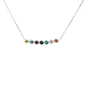 925 Ayar Gümüş Renkli Taşlı 7 Sıra Suyolu Kolye thumbnail 2