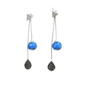 925 Ayar Gümüş Damla ve Safir Taşlı Sallantılı Çivi Küpe thumbnail 2