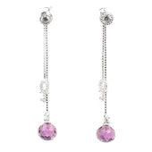 925 Ayar Gümüş Anahtar ve Ametist Taşlı Sallantılı Çivi Küpe thumbnail 2