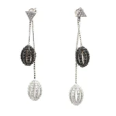 925 Ayar Gümüş Oval Zirkon Taşlı Top Sallantılı Çivi Küpe thumbnail 2