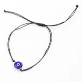 925 Ayar Gümüş Cam Göz Siyah İpli Bileklik thumbnail 2