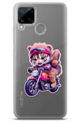 Realme C15 Kılıf Seri Others 25 Bisiklet Kedicik Transparan Soyulmayan Kılıf - 1