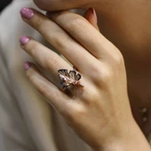 925 Ayar Rose Gümüş AsmaYaprağı Yüzük thumbnail 1