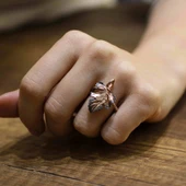 925 Ayar Rose Gümüş AsmaYaprağı Yüzük thumbnail 2