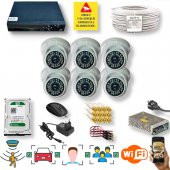 6 Kameralı Set - İnsan Yüz Hareket Algılayan 5MP Lens 36 IRLED 1080P İç Mekan Güvenlik Kamerası Seti D136B - 1