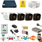4 KAMERALI 1080P İNSAN YÜZ VE HAREKET ALGILAYAN METAL KASA 36 IR LED GÜVENLİK KAMERASI SETİ 5236 - 1