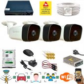 3 KAMERALI 1080P İNSAN YÜZ VE HAREKET ALGILAYAN METAL KASA 36 IR LED GÜVENLİK KAMERASI SETİ 5236 - 1