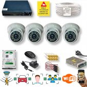 4 Kameralı Set - İnsan Yüz Hareket Algılayan 5MP Lens 36 IRLED 1080P İç Mekan Güvenlik Kamerası Seti D136B - 1