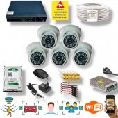 5 Kameralı Set - İnsan Yüz Hareket Algılayan 5MP Lens 36 IRLED 1080P İç Mekan Güvenlik Kamerası Seti D136B - 1