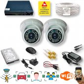 2 Kameralı Set - İnsan Yüz Hareket Algılayan 5MP Lens 36 IRLED 1080P İç Mekan Güvenlik Kamerası Seti D136B - 1