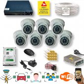 7 Kameralı Set - İnsan Yüz Hareket Algılayan 5MP Lens 36 IRLED 1080P İç Mekan Güvenlik Kamerası Seti D136B - 1