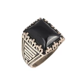 925 Ayar Gümüş Dikdörtgen Onix Taşlı Erkek Yüzük thumbnail 1