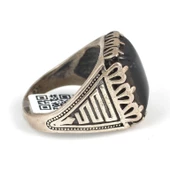 925 Ayar Gümüş Dikdörtgen Onix Taşlı Erkek Yüzük thumbnail 4