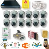 12 Kameralı Set- İnsan Yüz Hareket Algılayan 5MP Lens 36 IRLED 1080P İç Mekan Güvenlik Kamerası Seti D136B - 1
