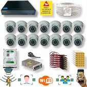 14 Kameralı Set- İnsan Yüz Hareket Algılayan 5MP Lens 36 IRLED 1080P İç Mekan Güvenlik Kamerası Seti D136B - 1