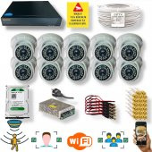 10 Kameralı Set- İnsan Yüz Hareket Algılayan 5MP Lens 36 IRLED 1080P İç Mekan Güvenlik Kamerası Seti D136B - 1