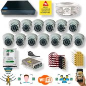 13 Kameralı Set- İnsan Yüz Hareket Algılayan 5MP Lens 36 IRLED 1080P İç Mekan Güvenlik Kamerası Seti D136B - 1