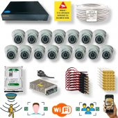 15 Kameralı Set- İnsan Yüz Hareket Algılayan 5MP Lens 36 IRLED 1080P İç Mekan Güvenlik Kamerası Seti D136B - 1